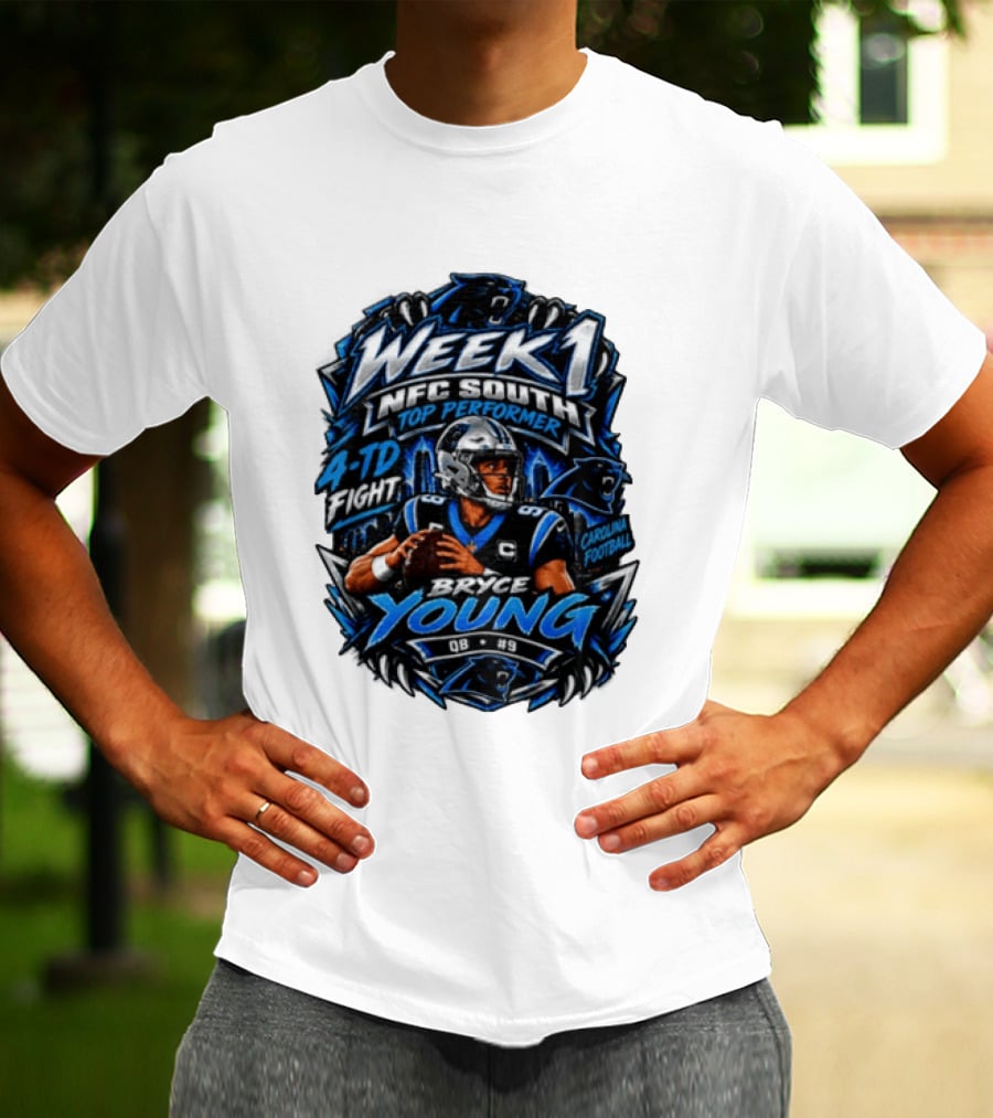 Week 1 NFC South Top Performer Bryce Young 4 TD Fight Carolina Football T-Shirt