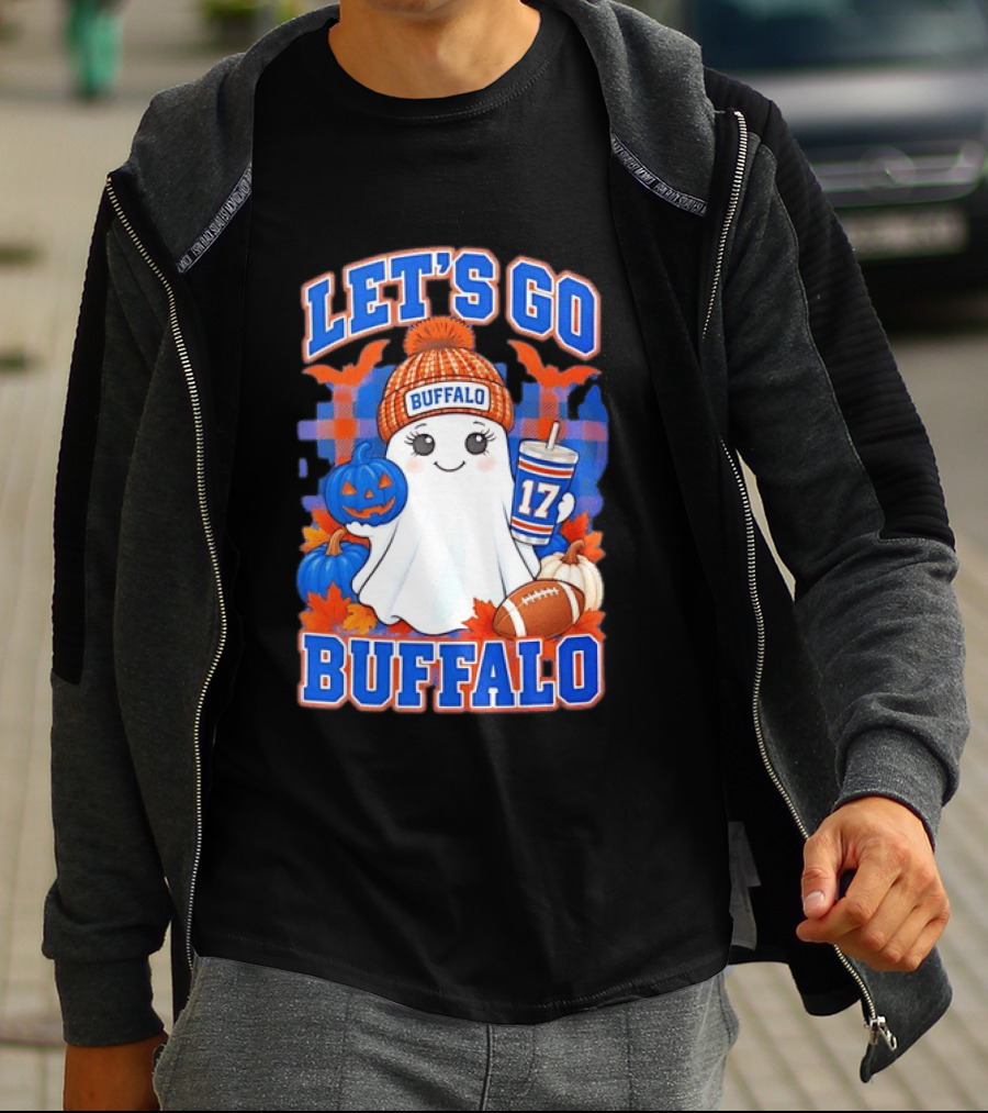 Let's Go Buffalo Ghost 17 Halloween Football Pumpkin Leaves T-Shirt