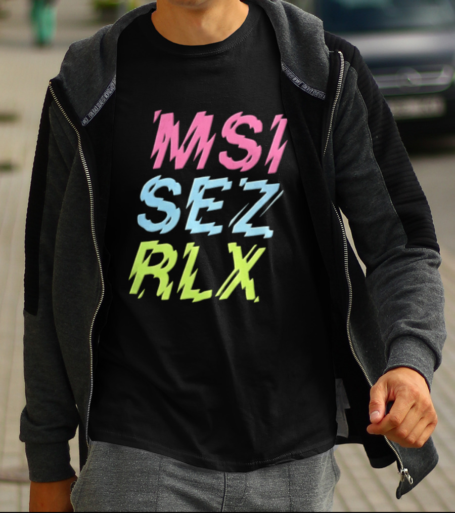 MSI SEZ RLX Glitch Neon Colors Pink Blue Yellow T-Shirt