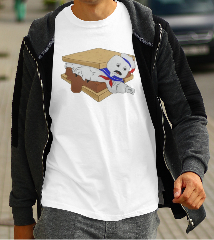 Stay Puft Marshmallow Man S'more Sandwich Ghostbusters Icon Character Fun T-Shirt