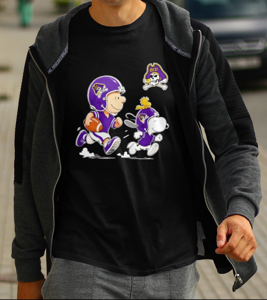 Charlie Brown Snoopy Woodstock East Carolina Pirates Football 2026 T-Shirt