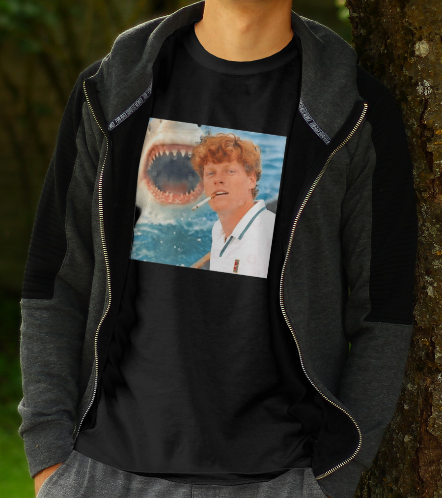 Jannik Sinner Smoking With Great White Shark Tennis Image T-Shirt