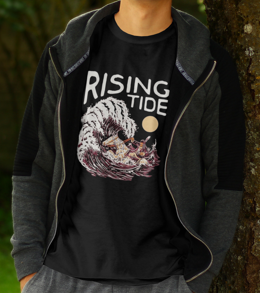 Rising Tide Surfing Horse Wave Native American Old Row T-Shirt