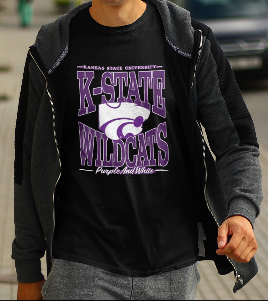 Kansas State University K State Wildcats Purple And White T-Shirt