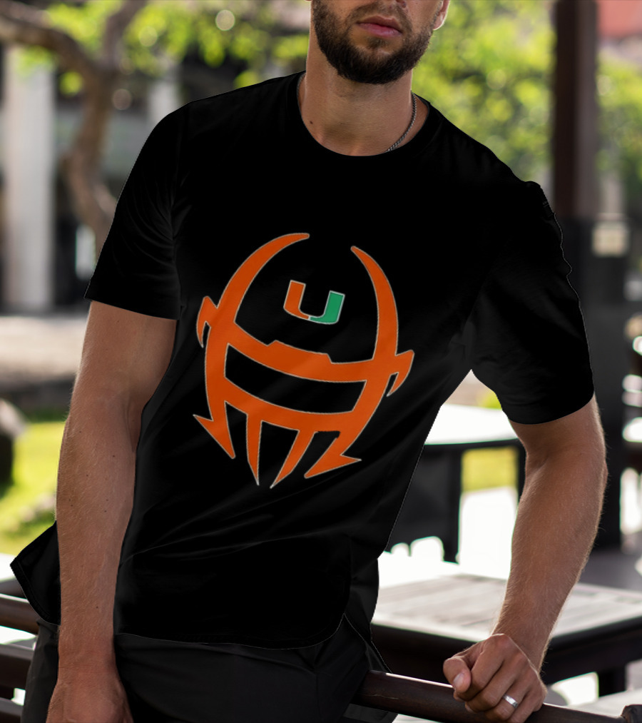 Miami Hurricanes Football Helmet Shape NCAA U T-Shirt
