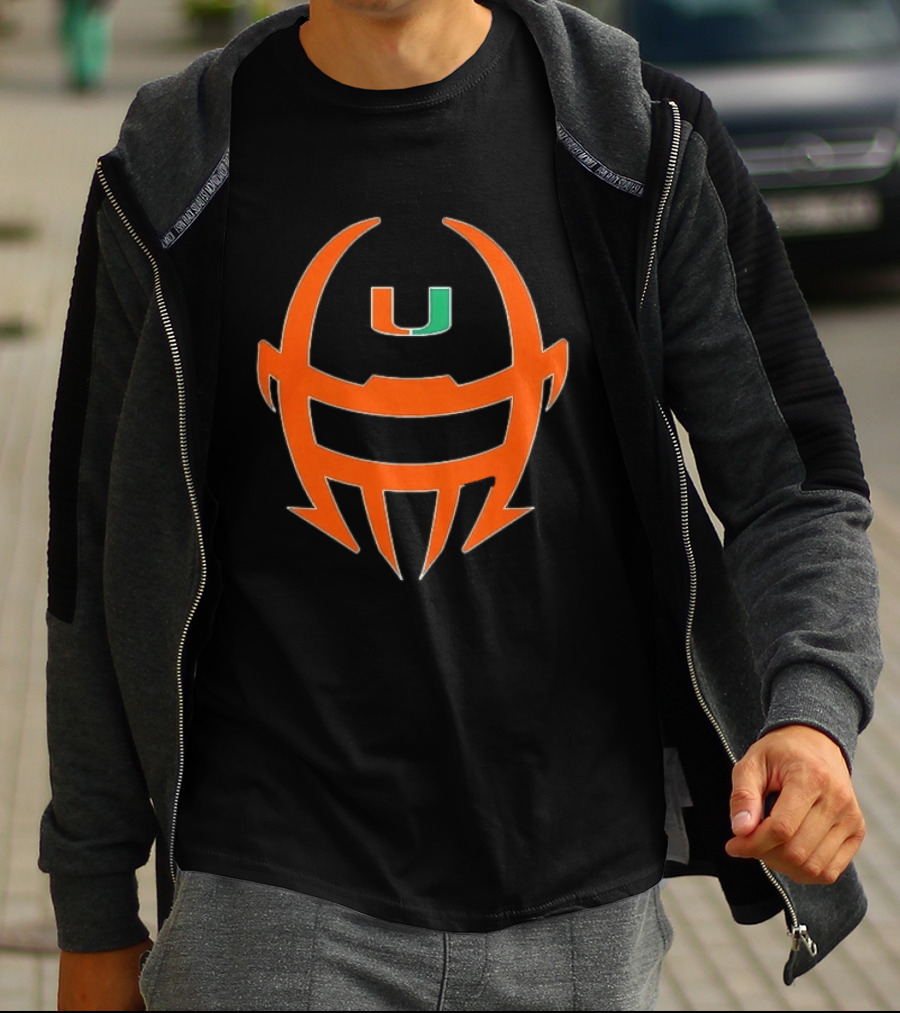 Miami Hurricanes Football Helmet Shape NCAA U T-Shirt