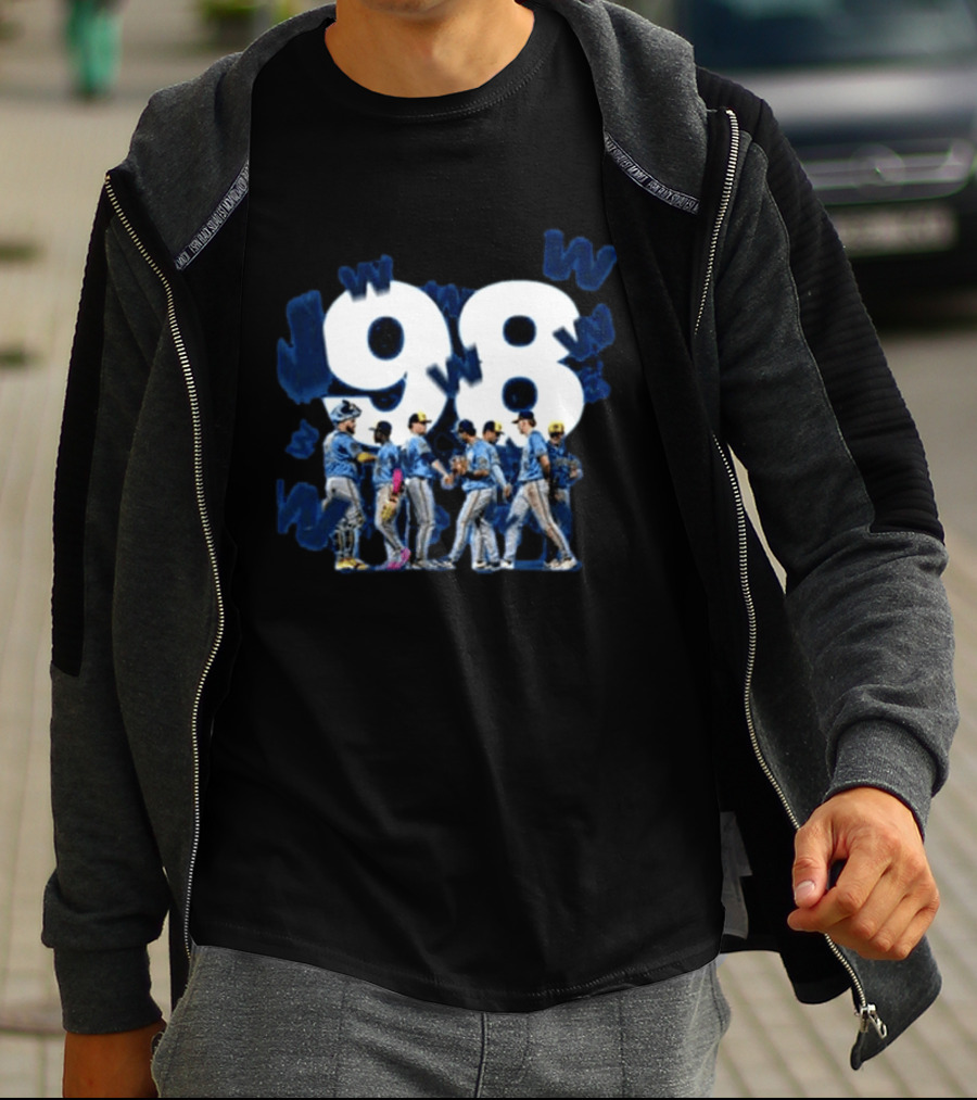 Milwaukee Brewers 98 Wins Franchise Record Baseball Team Celebration Blue T-Shirt