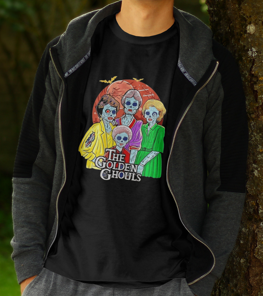Halloween Zombie The Golden Ghouls Bat Moon T-Shirt
