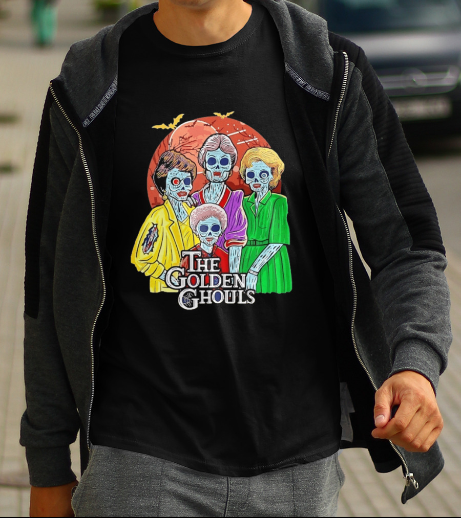 Halloween Zombie The Golden Ghouls Bat Moon T-Shirt