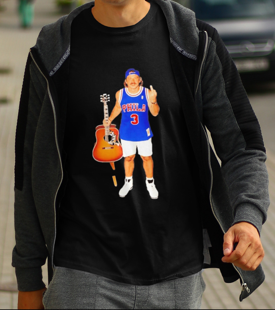 Morgan Wallen Phila 3 Jersey Middle Finger Gesture With Guitar T-Shirt