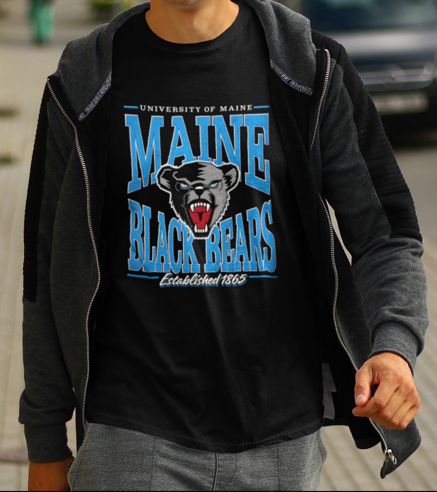University Of Maine Black Bears Est. 1865 Aggressive Bear Head T-Shirt