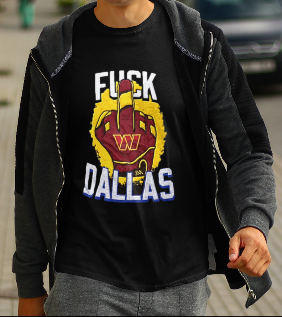 Raise Hail F*** Dallas Middle Finger Glove Red Yellow White Blue T-Shirt