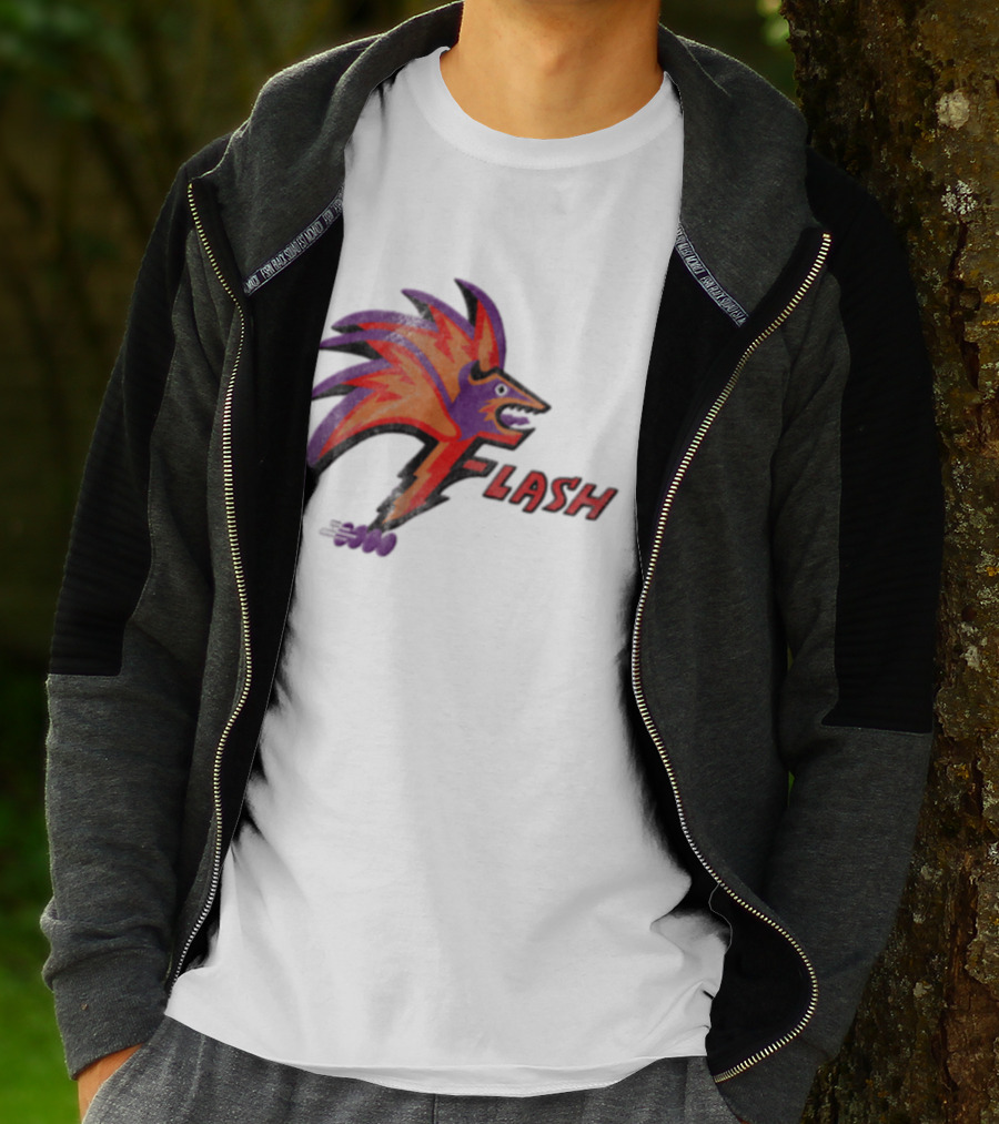 1993 Las Vegas Flash Purple And Orange Retro Wolf T-Shirt