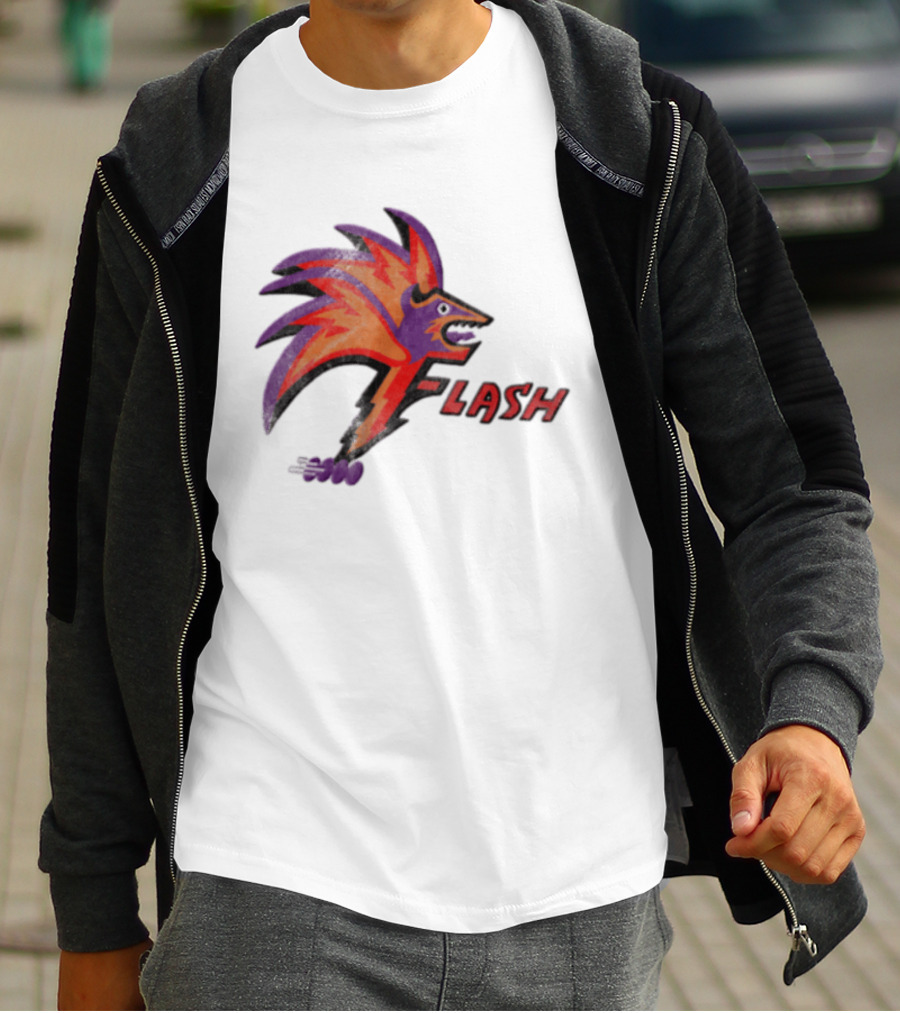 1993 Las Vegas Flash Purple And Orange Retro Wolf T-Shirt
