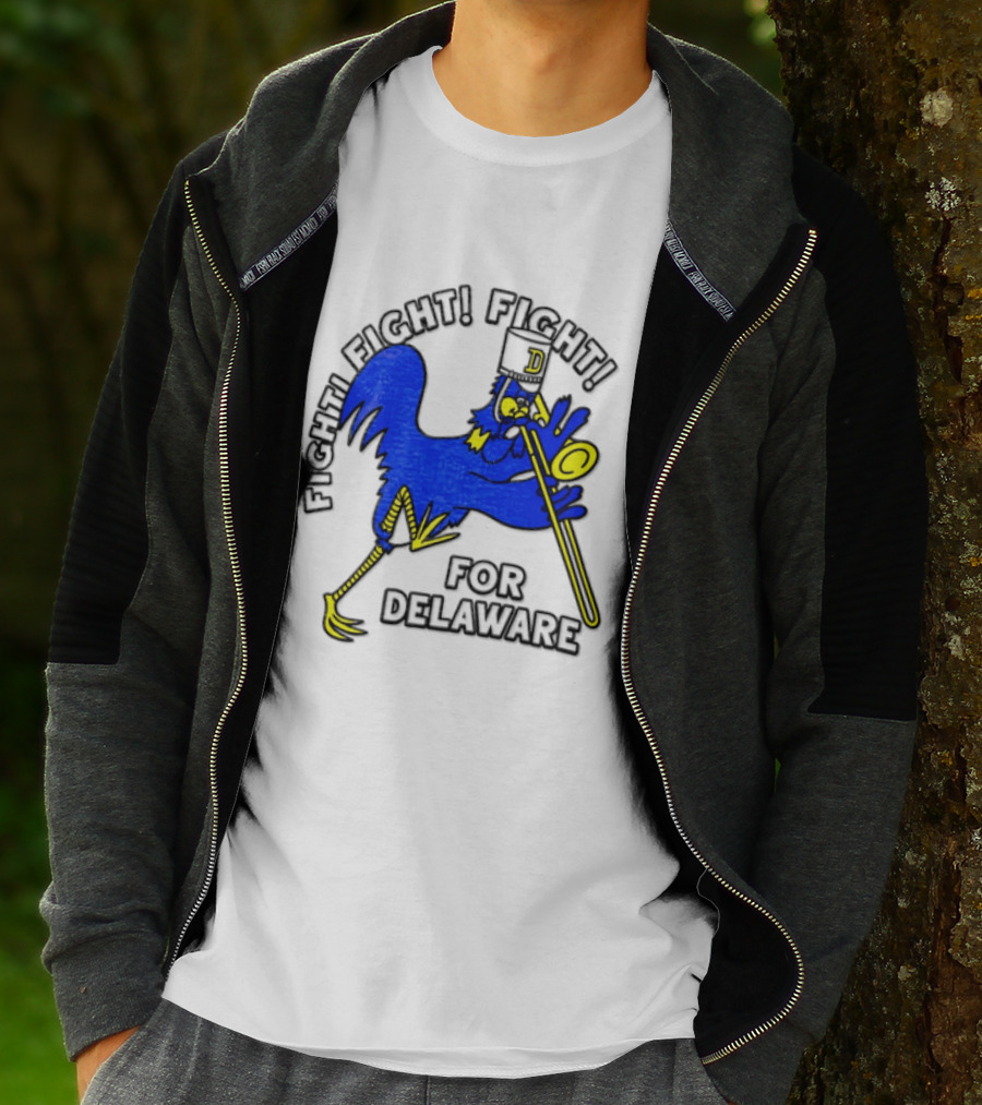 Delaware Blue Hens Fight Fight Fight For Delaware Chicken Trombone T-Shirt