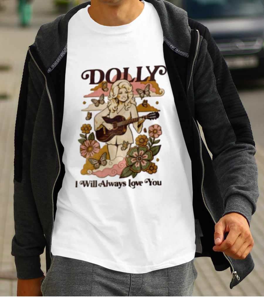 Dolly Parton I Will Always Love You Butterflies Flowers Guitar T-Shirt