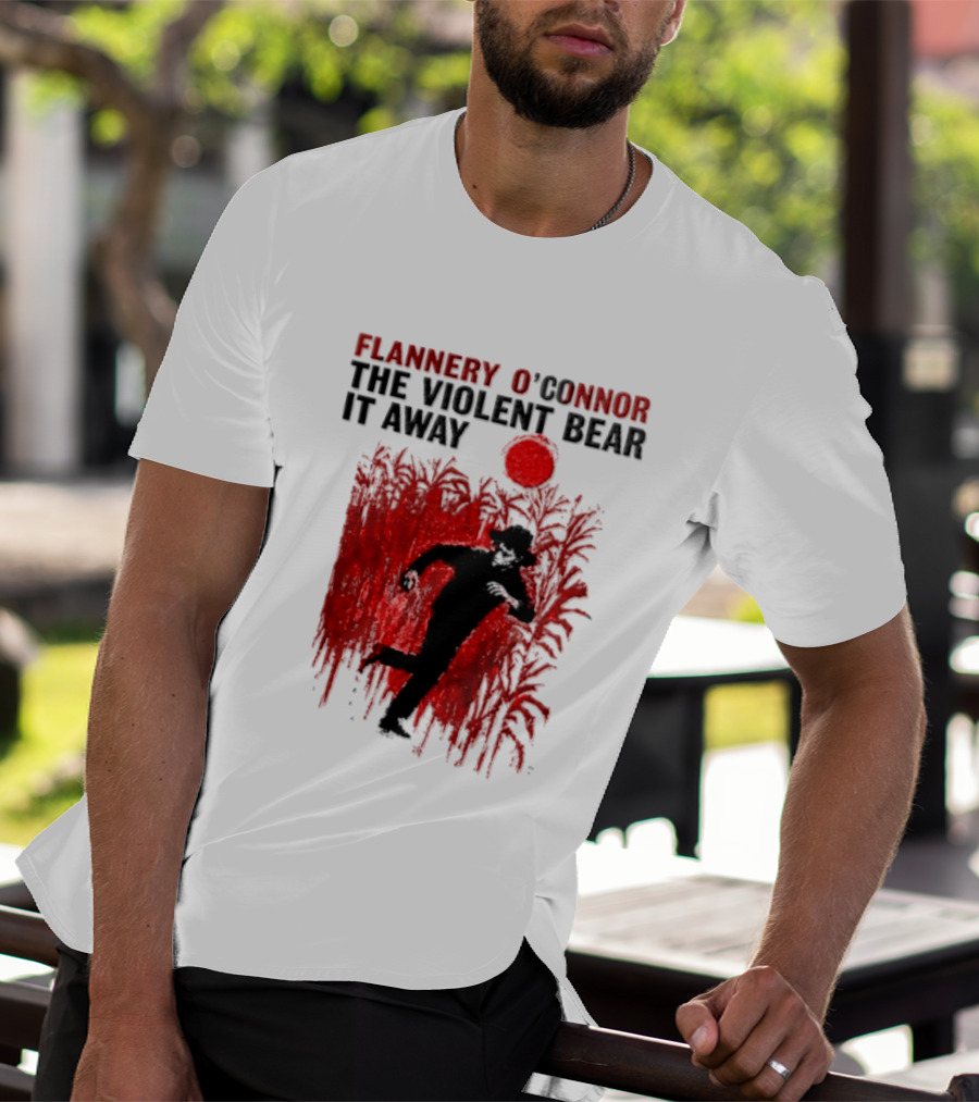 Flannery O'Connor The Violent Bear It Away Red Silhouette In Cornfield T-Shirt