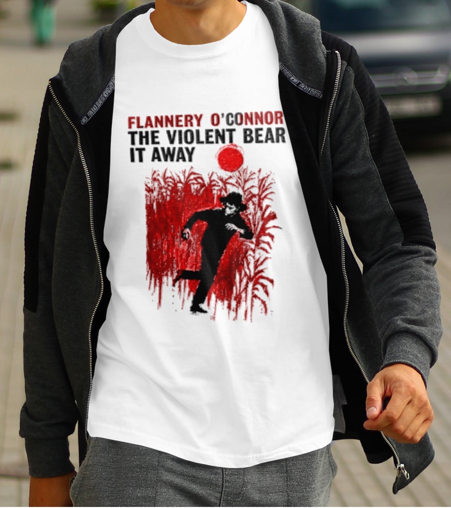 Flannery O'Connor The Violent Bear It Away Red Silhouette In Cornfield T-Shirt