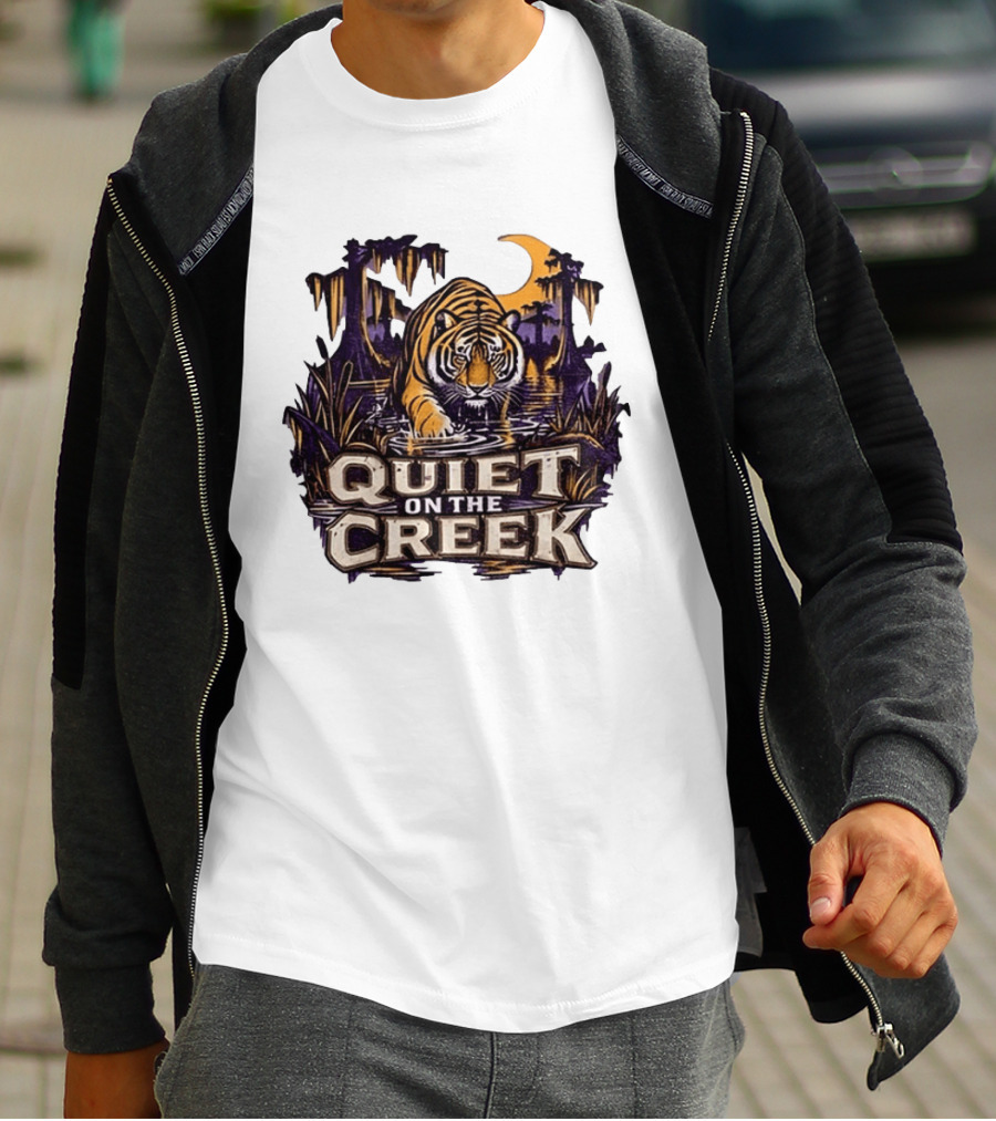 Quiet On The Creek Tiger Wading In Swamp LSU Tigers T-Shirt