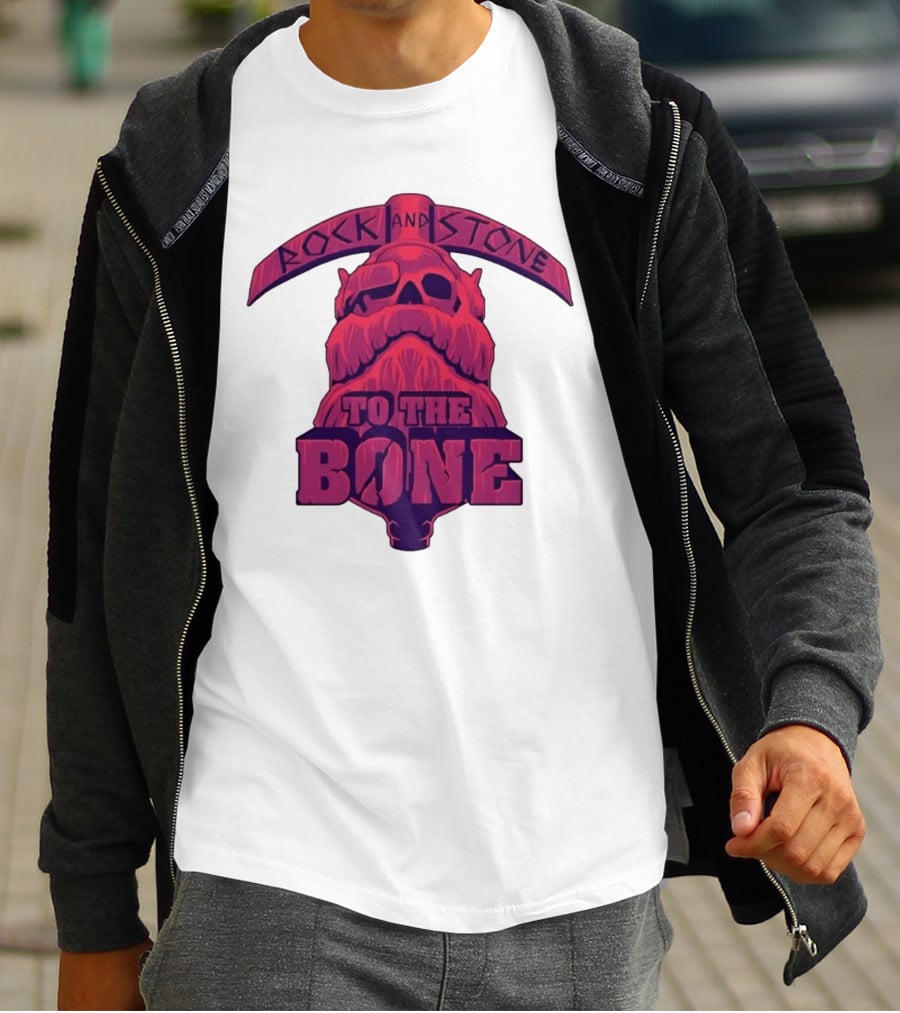 Rock And Stone To The Bone Dwarf Skull Gaming Deep Rock Galactic T-Shirt