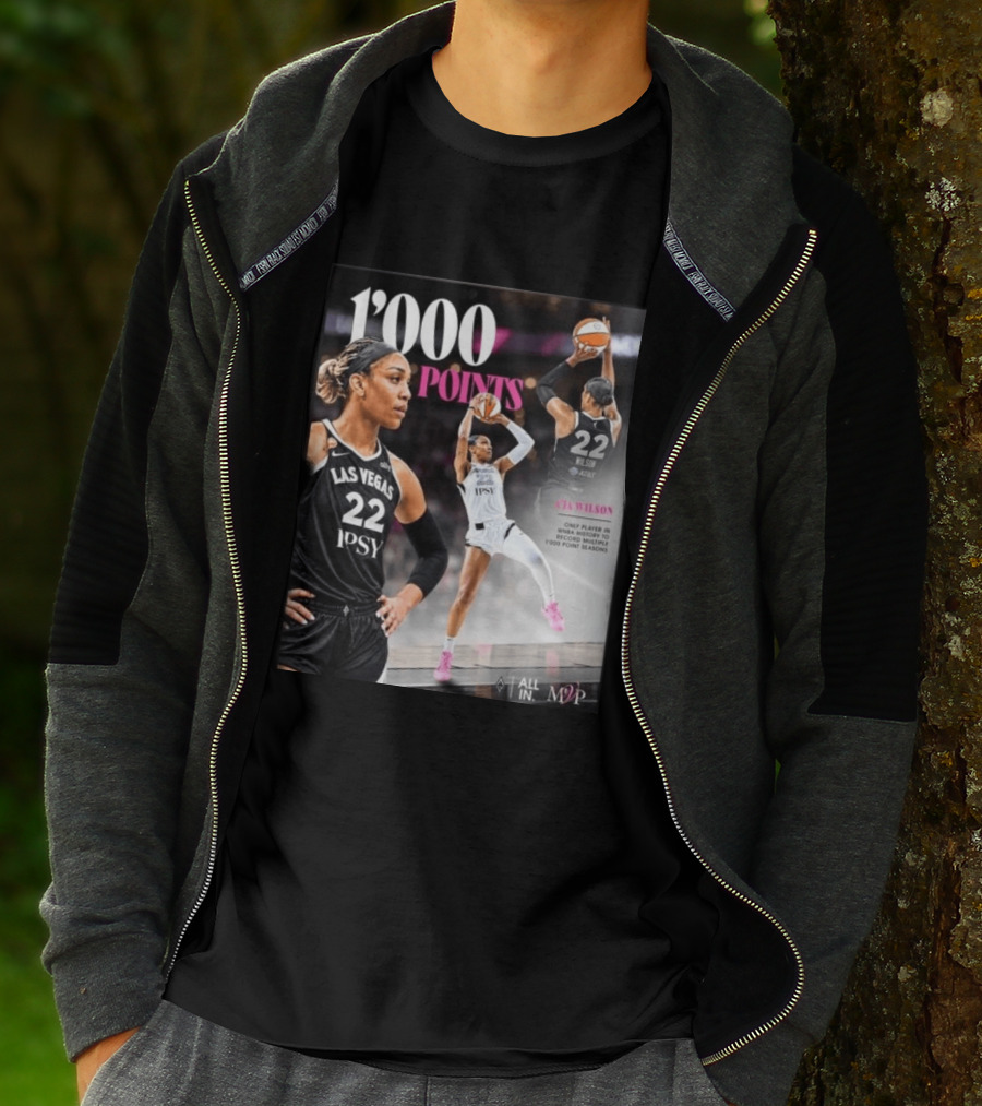 A'ja Wilson Las Vegas Aces 1000 Points Only Player In WNBA History Multiple 1000 Point Seasons T-Shirt
