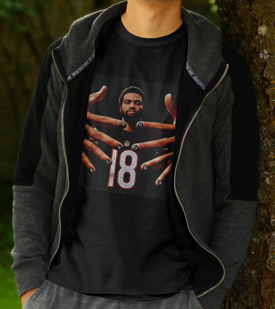 Sure, Here's A Revised Title: Caleb Williams Bear Down Black 18 Football Nails T-Shirt