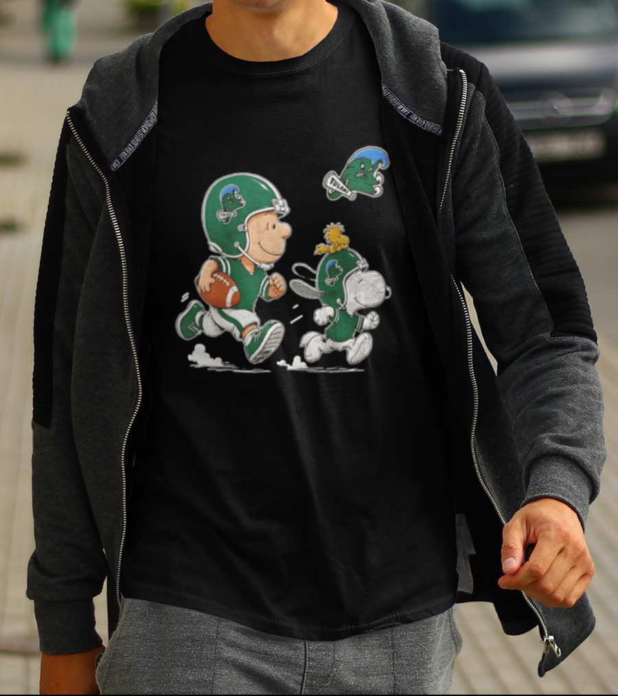 Charlie Brown Woodstock Snoopy Tulane Green Wave Football Helmets T-Shirt