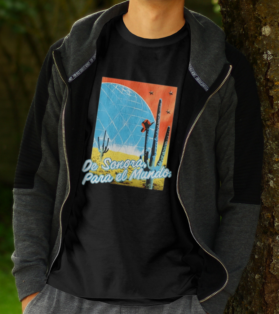De Sonora Para El Mundo Cactus Desert Scene With Dome And Stars T-Shirt
