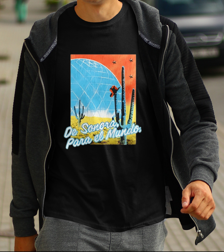 De Sonora Para El Mundo Cactus Desert Scene With Dome And Stars T-Shirt