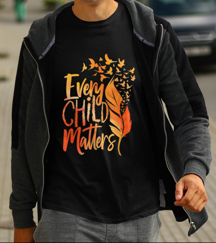 Every Child Matters Feather And Birds Orange Day Awareness T-Shirt