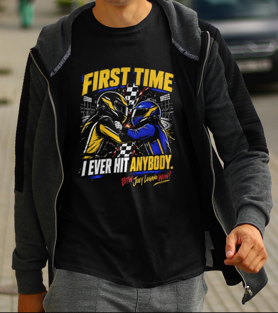 Hocevar Vs Blaney First Time I Ever Hit Anybody Boxing Helmet Fighters Joey Logano T-Shirt