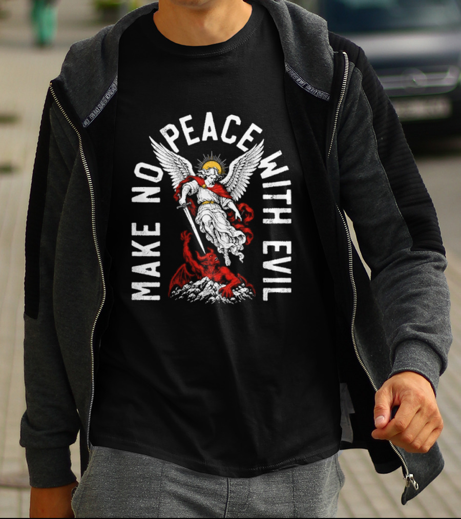 Make No Peace With Evil Angelic Warrior With Sword T-Shirt