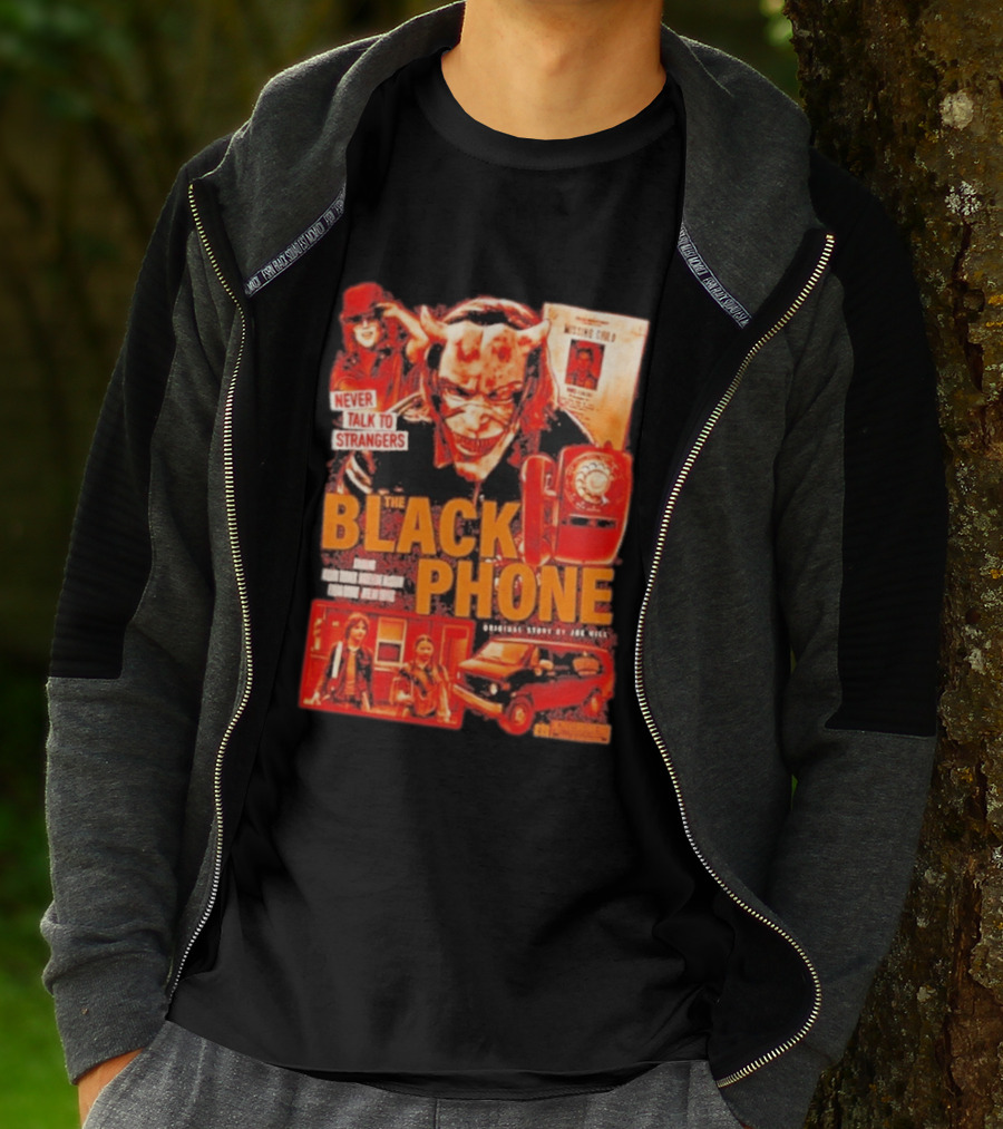 Never Talk To Strangers The Black Phone Original Story By Joe Hill Missing Child Red Phone Horror T-Shirt