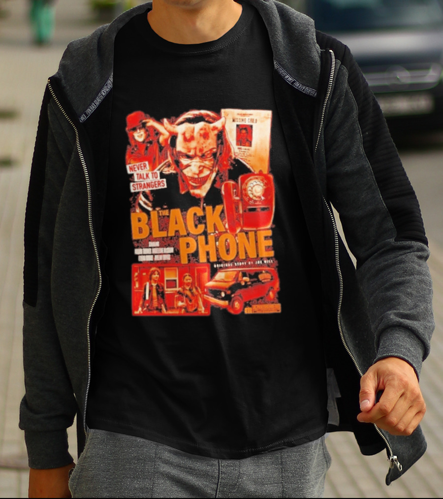 Never Talk To Strangers The Black Phone Original Story By Joe Hill Missing Child Red Phone Horror T-Shirt