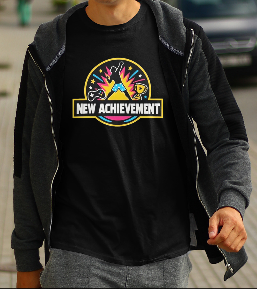 New Achievement Video Game Trophy Gamer Controller Stars Celebration T-Shirt