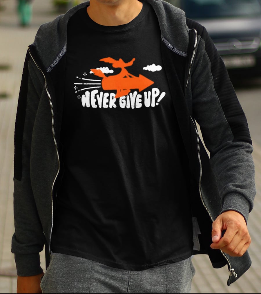 Never Give Up Rocket Distressed Vintage Motivational T-Shirt