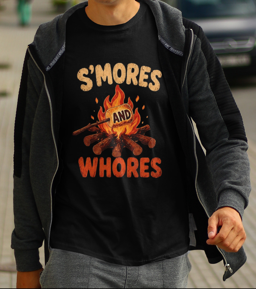 S'mores And Whores Campfire Humor Toasted Marshmallow T-Shirt