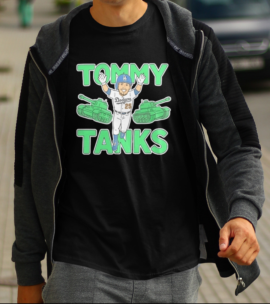 Tommy Tanks Los Angeles Dodgers 25 MLB Baseball Player In Uniform With Green Tanks T-Shirt
