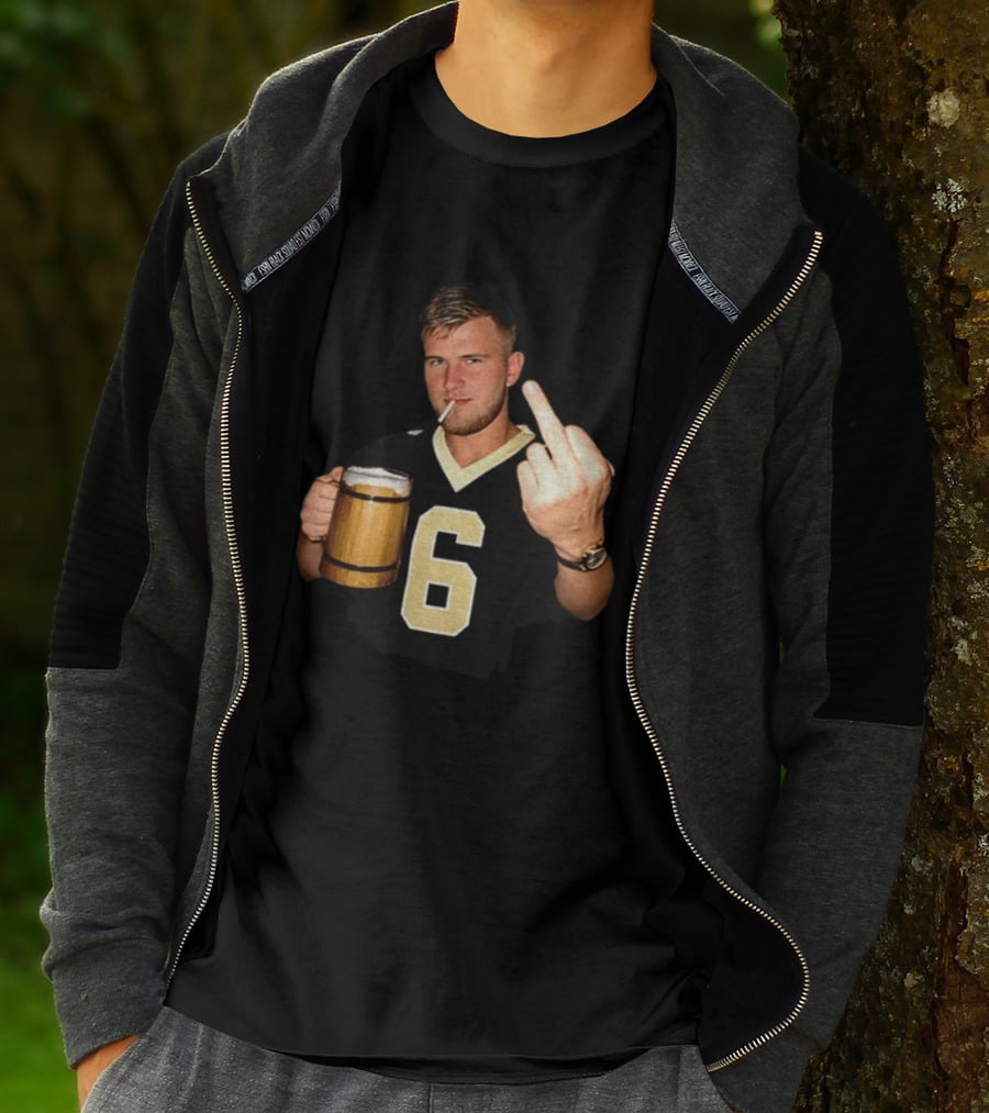 Tyler Shough Number 6 New Orleans Saints Middle Finger Gesture T-Shirt