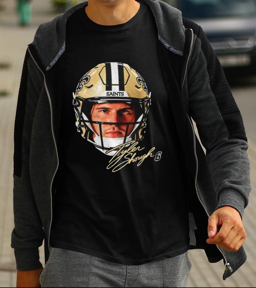 Tyler Shough New Orleans Saints Football Helmet Big Face 6 T-Shirt