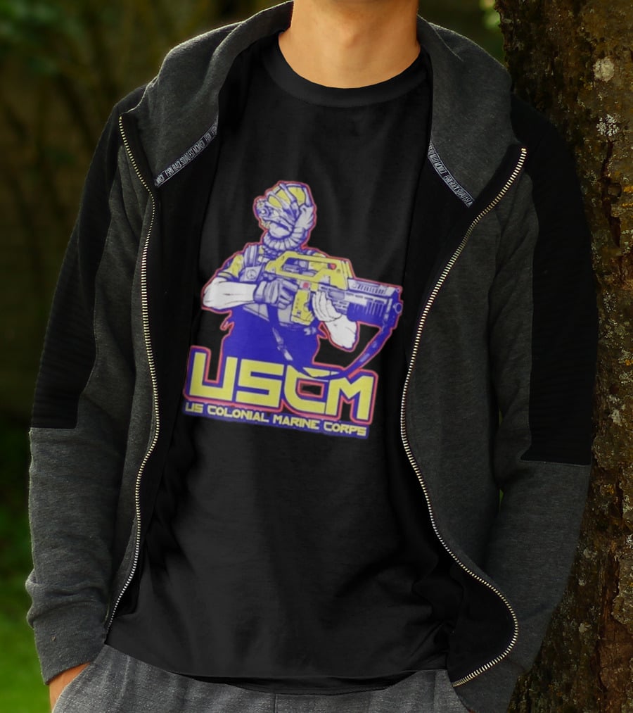 USCM US Colonial Marine Corps Alien Warrior T-Shirt