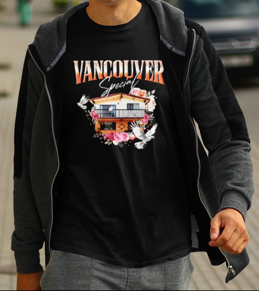 Vancouver Special House Flowers Doves T-Shirt
