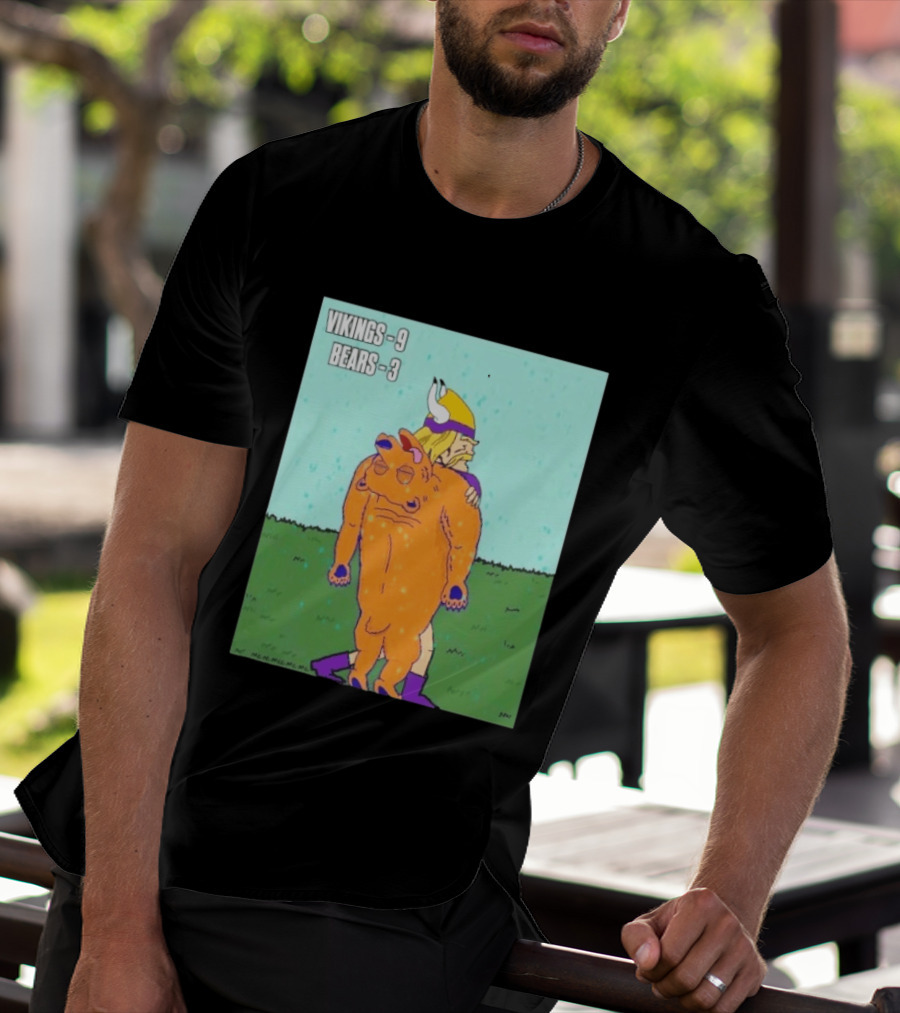 Vikings 9 Bears 3 Cartoon Sports Rivalry Image T-Shirt