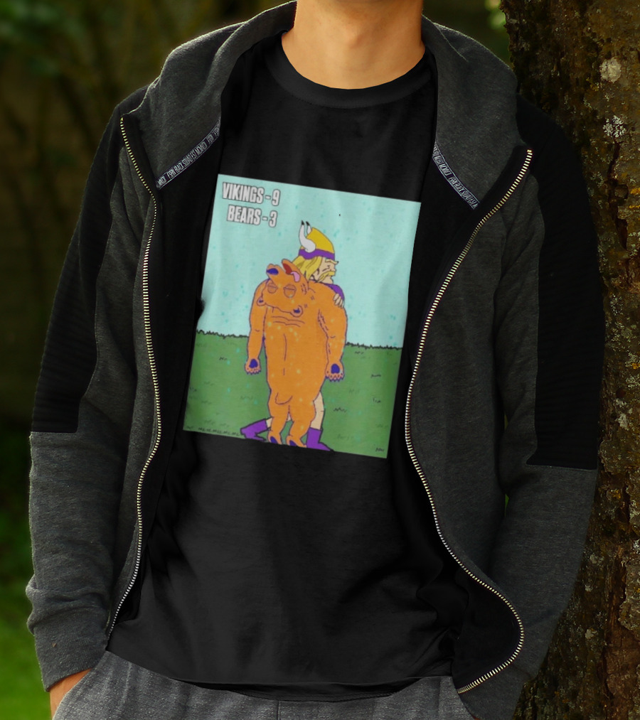 Vikings 9 Bears 3 Cartoon Sports Rivalry Image T-Shirt