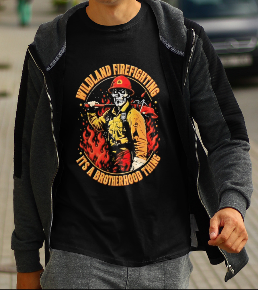 Wildland Firefighting Brotherhood Flames And Tools T-Shirt