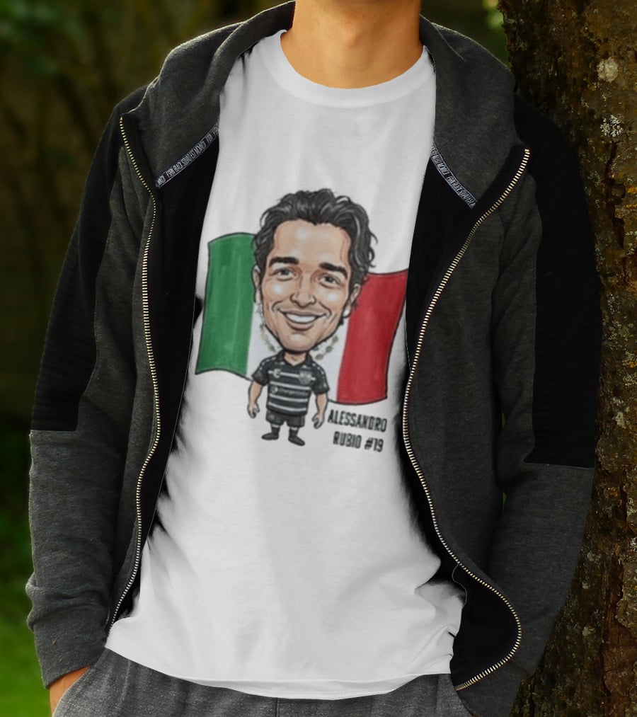 Alessandro Rubio No 19 Caricature Mexico Flag Football Jersey T-Shirt