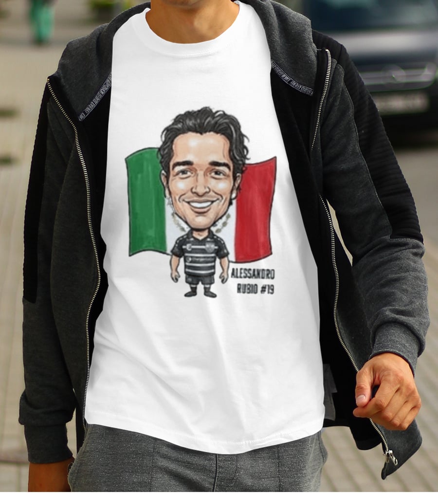 Alessandro Rubio No 19 Caricature Mexico Flag Football Jersey T-Shirt