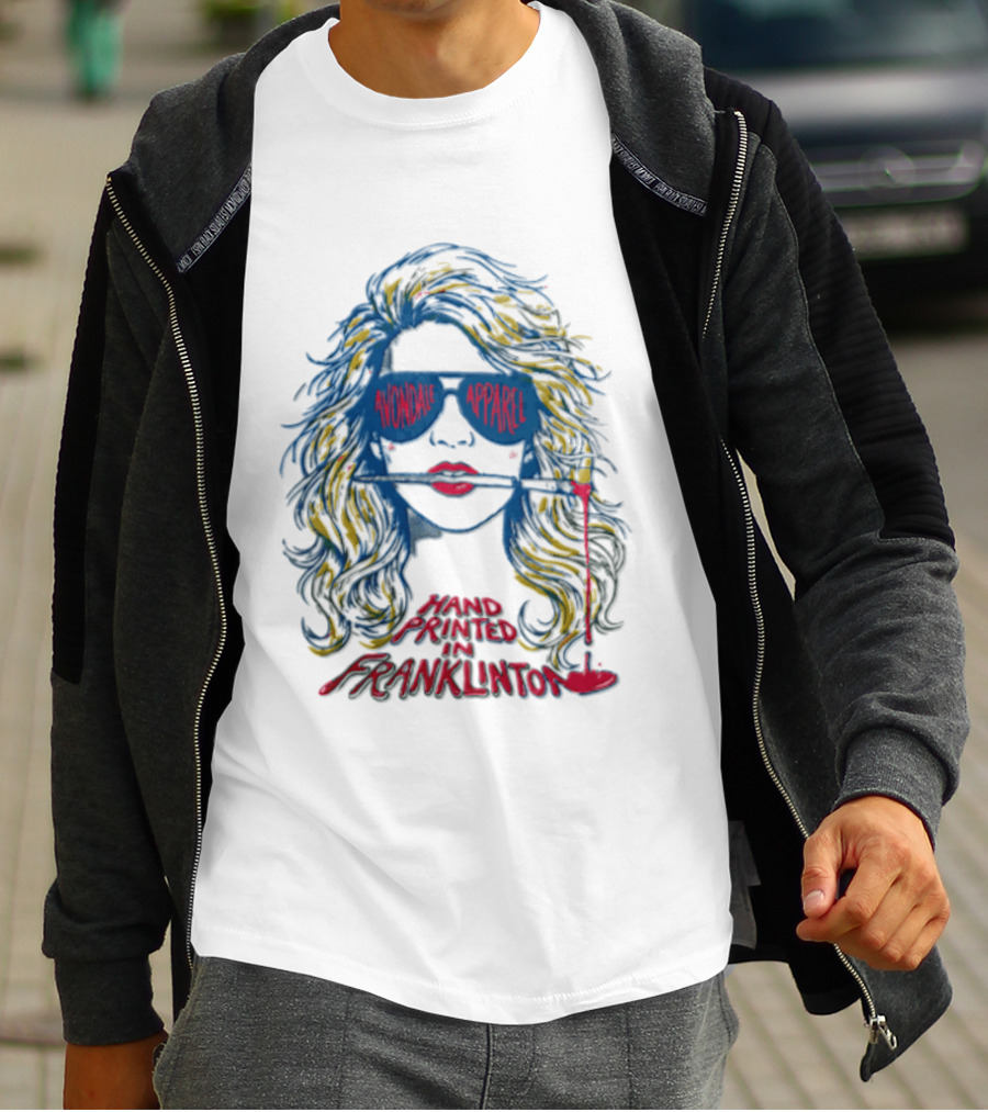 Avondale Apparel Hand Printed In Franklinton Woman Sunglasses Paintbrush T-Shirt