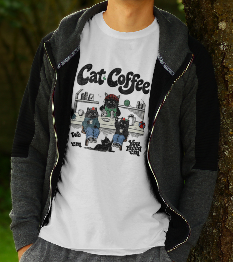 Cat Coffee Brew Them Need Three Black Cats T-Shirt