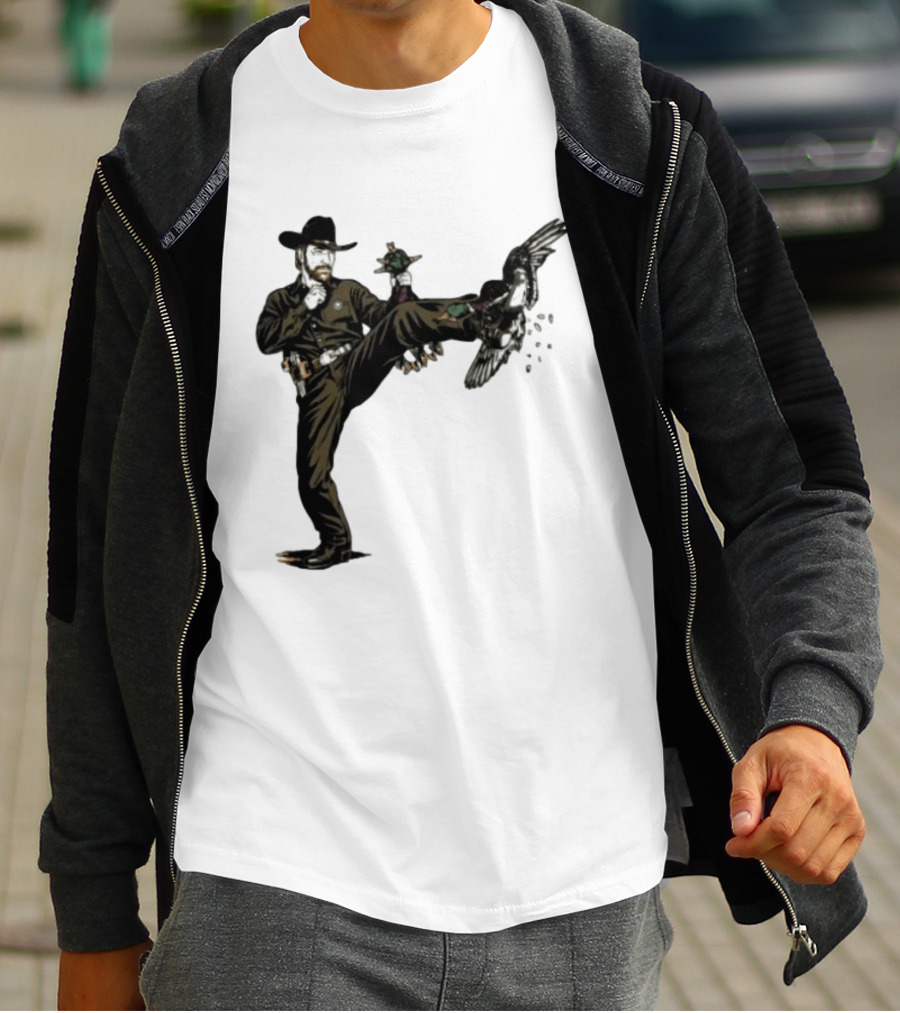 Chuck Norris Roundhouse Kick Duck Hunting Action T-Shirt